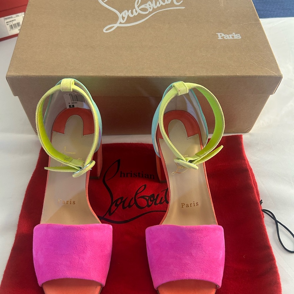 Christian Louboutin Vibrant Pink and Lime Heels